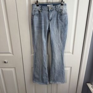 Love Soho Light Wash Denim Flare Jeans Juniors Size 7 Preppy Boho Cowgirl Rodeo